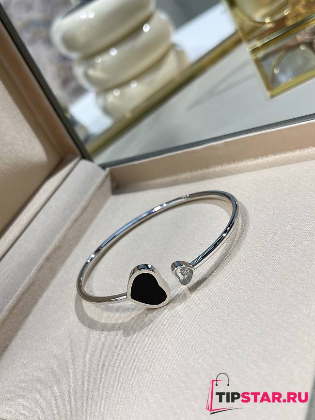 Chopard Happy Hearts Bangle Ethical White Gold Diamond Onyx - 1