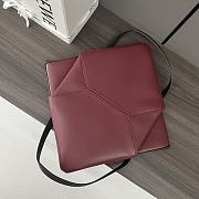 Loewe Puzzle Fold Tote In Shiny Calfskin Black/ Dark Burgundy 25.5x14.5x31.5cm - 4