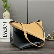 Loewe Puzzle Fold Tote In Shiny Calfskin Warm Desert/Black 25.5x14.5x31.5cm - 5