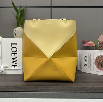 Loewe Puzzle Fold Tote In Shiny Calfskin Dark Butter/Sunflower 25.5x14.5x31.5cm