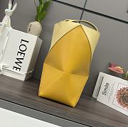 Loewe Puzzle Fold Tote In Shiny Calfskin Dark Butter/Sunflower 25.5x14.5x31.5cm - 6