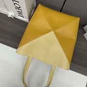 Loewe Puzzle Fold Tote In Shiny Calfskin Dark Butter/Sunflower 25.5x14.5x31.5cm - 5