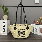 Loewe Small Anagram Basket Bag In Iraca Palm And Calfskin Black 38x17x13cm - 1