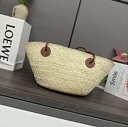 Loewe Small Anagram Basket Bag In Iraca Palm And Calfskin Brown 38x17x13cm - 2