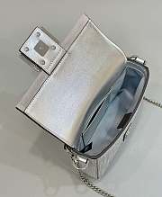 Fendi Baguette Silver Leather Bag With Crystal FF Motif 20x5x13cm  - 6