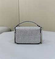 Fendi Baguette Silver Leather Bag With Crystal FF Motif 20x5x13cm  - 5