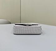 Fendi Baguette Silver Leather Bag With Crystal FF Motif 20x5x13cm  - 4