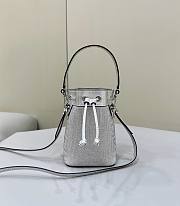 Fendi Mon Tresor Silver Leather Bag With Crystal FF Motif 12x10x18cm  - 1