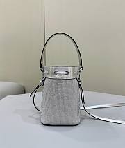 Fendi Mon Tresor Silver Leather Bag With Crystal FF Motif 12x10x18cm  - 6