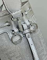 Fendi Mon Tresor Silver Leather Bag With Crystal FF Motif 12x10x18cm  - 4