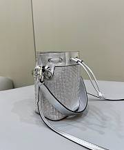 Fendi Mon Tresor Silver Leather Bag With Crystal FF Motif 12x10x18cm  - 5