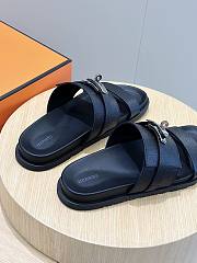 Hermes Gabriel Sandal Black Epsom Calfskin Silver Hardwarwe  - 4