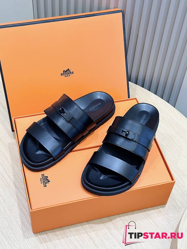 Hermes Gabriel Sandal Black Calfskin Black Hardwarwe  - 1