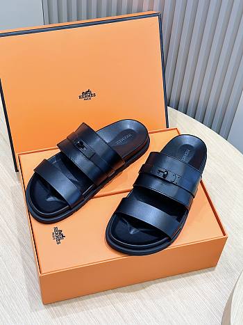 Hermes Gabriel Sandal Black Calfskin Black Hardwarwe 