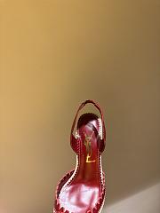 Vintage YSL Red Leather Heart Pointed Toe Slingback Heels - 4