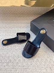 YSL Carlyle Slides In Glazed Leather Black - 5