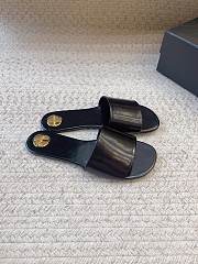 YSL Carlyle Slides In Glazed Leather Black - 3