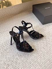 YSL Tribute Platform Sandals In Patent Leather Black 10.5cm - 3