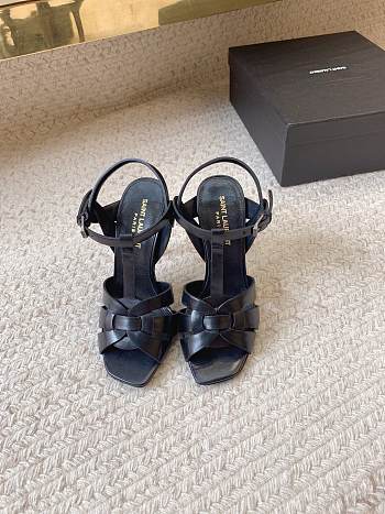 YSL Tribute Platform Sandals In Smooth Leather Black 10.5cm