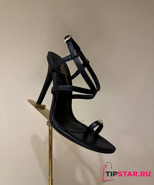 YSL Date Sandals in Smooth Leather Black 10cm - 1