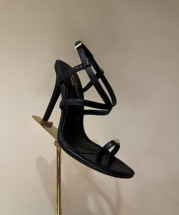 YSL Date Sandals in Smooth Leather Black 10cm