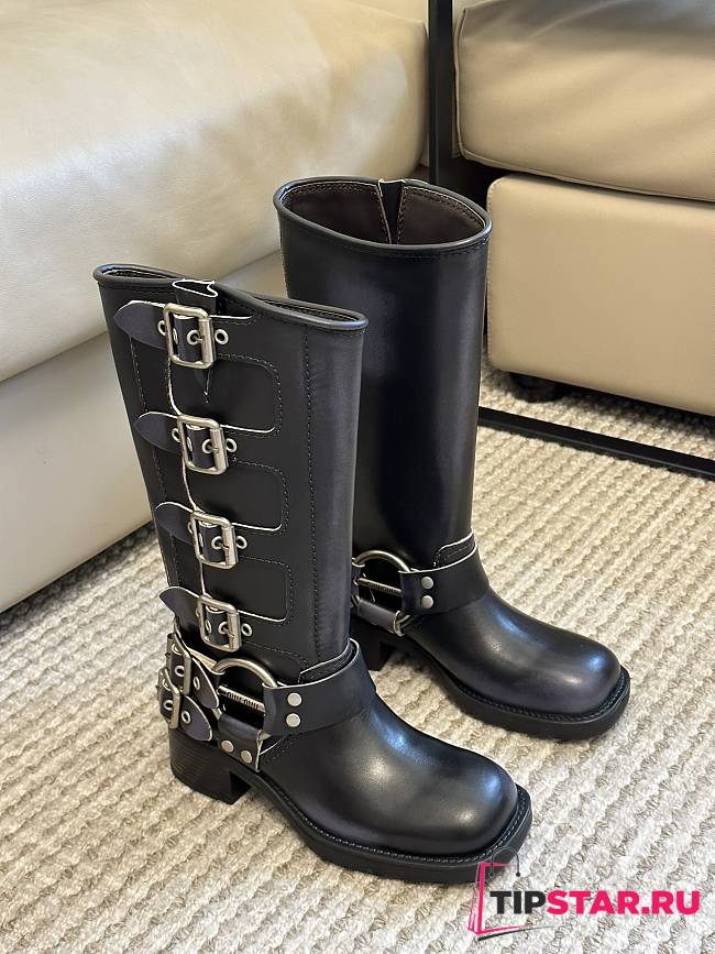 Miumiu Leather Boots Black 32cm - 1