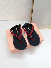 Miumiu Riviere Cord And Leather Sandals Red - 1