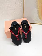 Miumiu Riviere Cord And Leather Sandals Red - 2