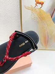 Miumiu Riviere Cord And Leather Sandals Red - 4