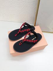 Miumiu Riviere Cord And Leather Sandals Red - 5