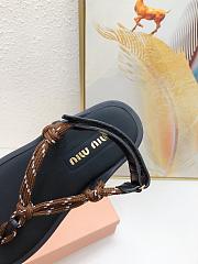 Miumiu Riviere Cord And Leather Sandals Tobacco - 3