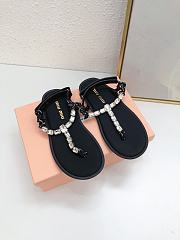 Miumiu Cotton Cord Thong Sandals Crystal/ Black - 1