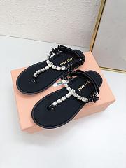 Miumiu Cotton Cord Thong Sandals Crystal/ Black - 3