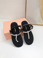 Miumiu Cotton Cord Thong Sandals Crystal/ Black - 4