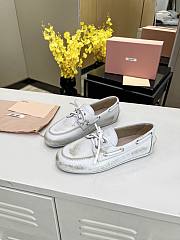 Miumiu Unlined Bleached Leather Loafers White - 6