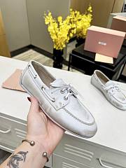 Miumiu Unlined Bleached Leather Loafers White - 4