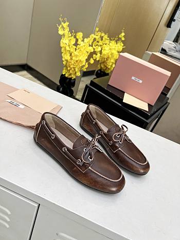 Miumiu Unlined Bleached Leather Loafers Sienna