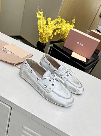 Miumiu Unlined Bleached Leather Loafers White