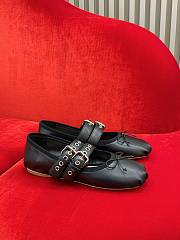 Miumiu Leather Ballerinas Black - 3