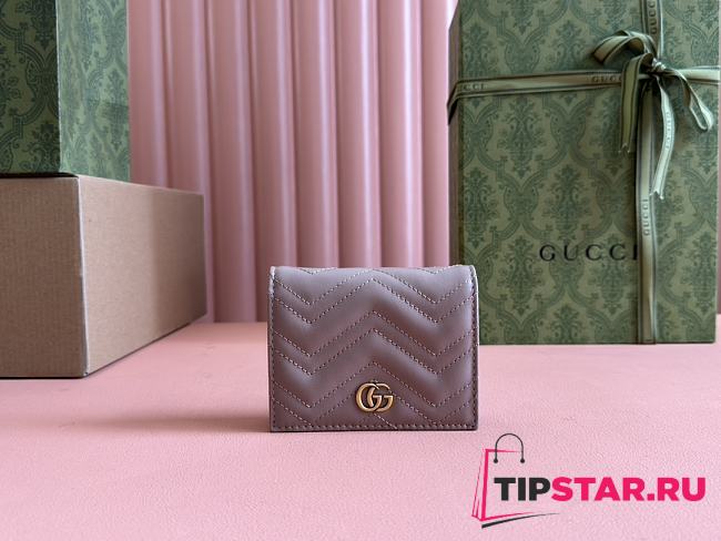 Gucci GG Marmont Card Case Wallet Dusty Pink - 1