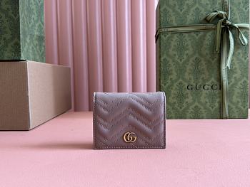 Gucci GG Marmont Card Case Wallet Dusty Pink