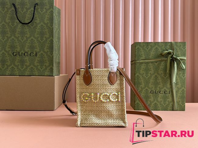 Gucci Super Mini Straw-Effect Bag Natural Straw Effect Raffia And Viscose 14x18.5x8cm - 1