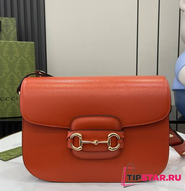 Gucci Horsebit 1955 Small Shoulder Bag Orange 25x18x8cm - 1