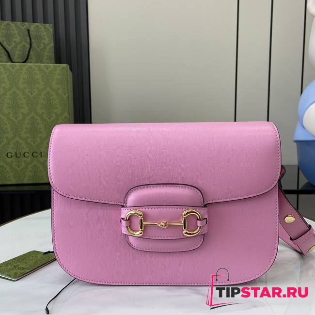 Gucci Horsebit 1955 Small Shoulder Bag Pink 25x18x8cm - 1