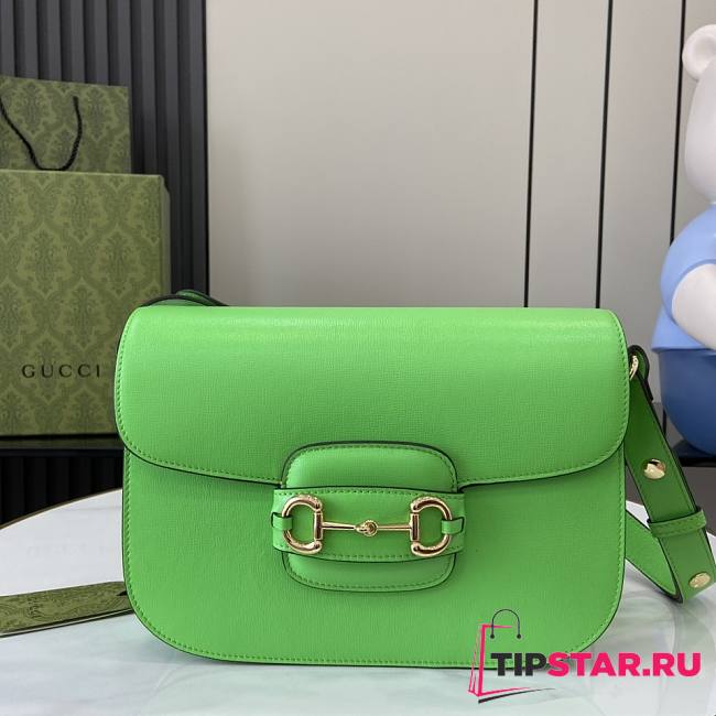 Gucci Horsebit 1955 Small Shoulder Bag Electric Green 25x18x8cm - 1