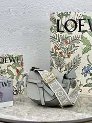 Loewe Mini Gate Dual Bag In Soft Calfskin And Jacquard Gray 21x12.5x9.5cm - 4