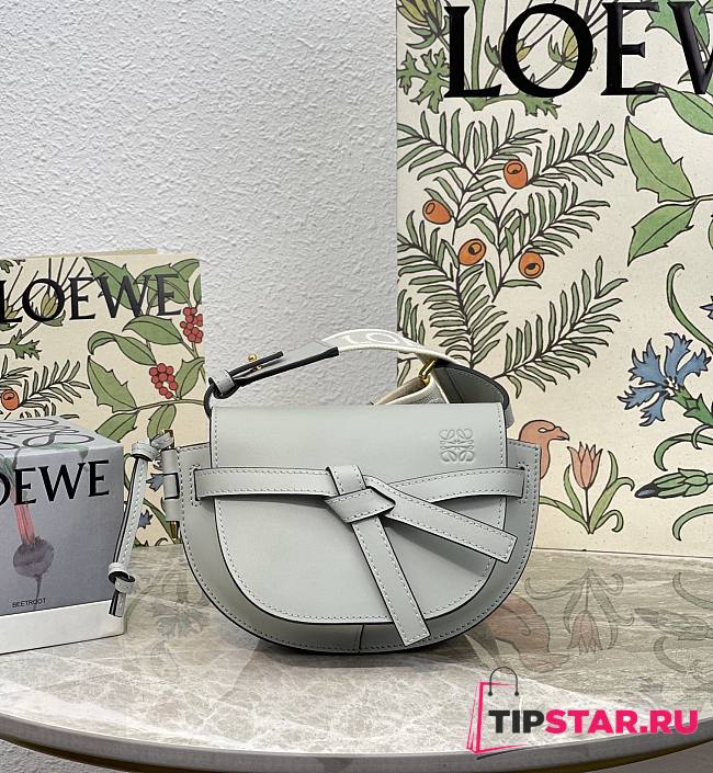 Loewe Mini Gate Dual Bag In Soft Calfskin And Jacquard Gray 21x12.5x9.5cm - 1