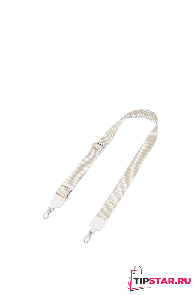 Loewe Chevron Webbing Strap In Wool And Calfskin Sea Salt/Natural - 1