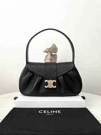 Celine Medium Polly Bag In Supple Calfskin Black 33×19×9cm