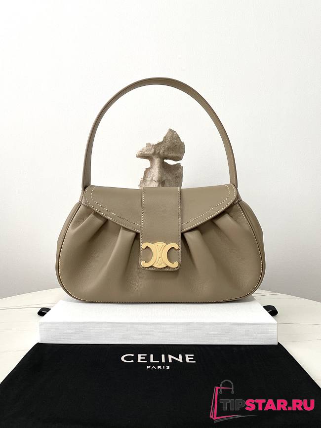 Celine Medium Polly Bag In Supple Calfskin Brown Sepia 33×19×9cm - 1